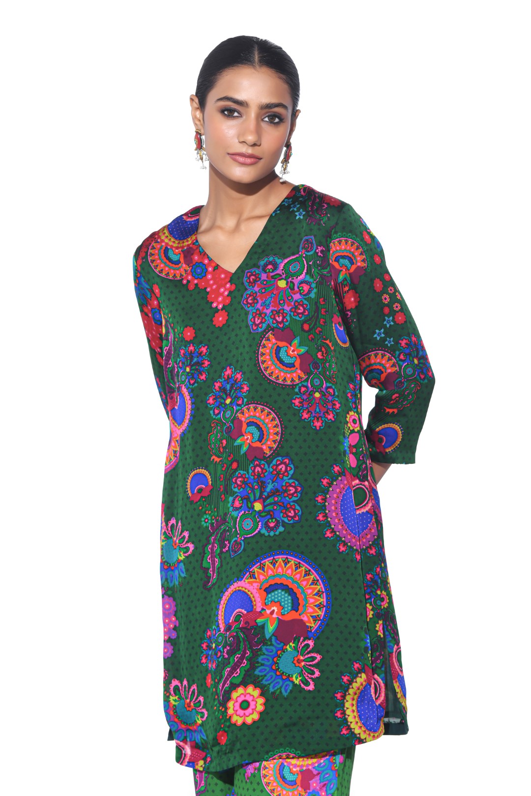 BOTTEL GREEN KURTA CO-ORD SET