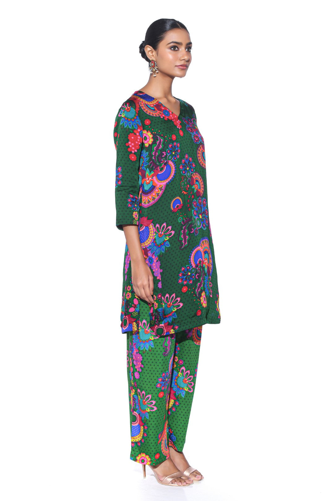 BOTTEL GREEN KURTA CO-ORD SET