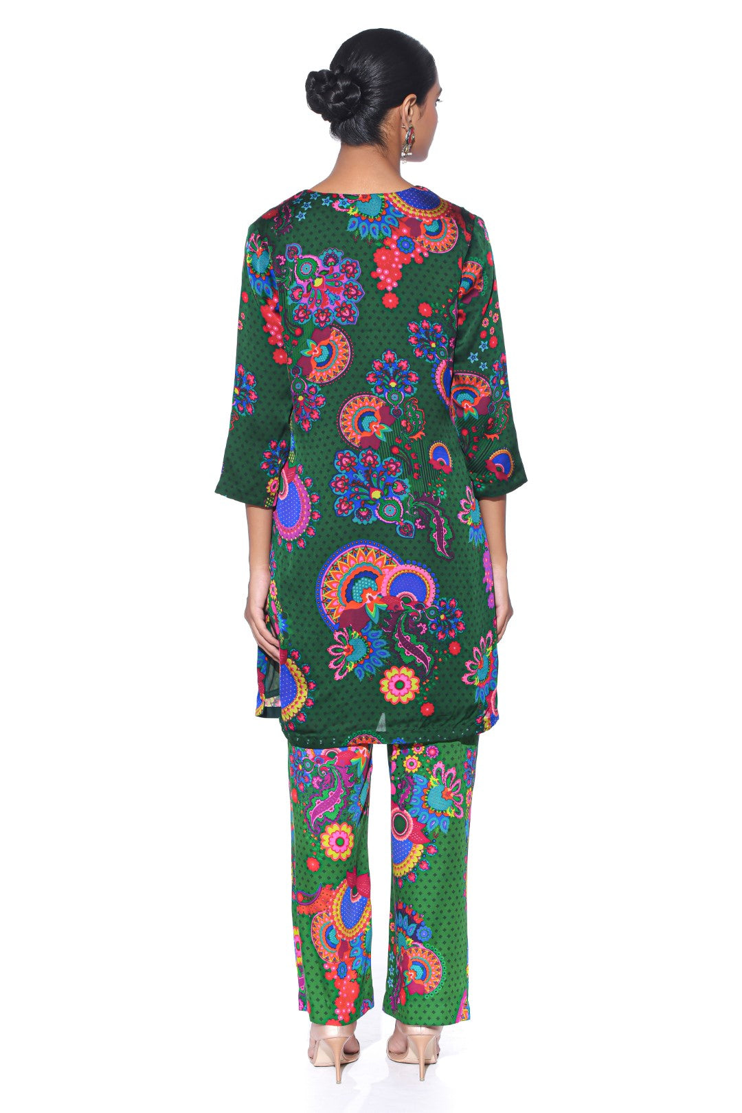 BOTTEL GREEN KURTA CO-ORD SET